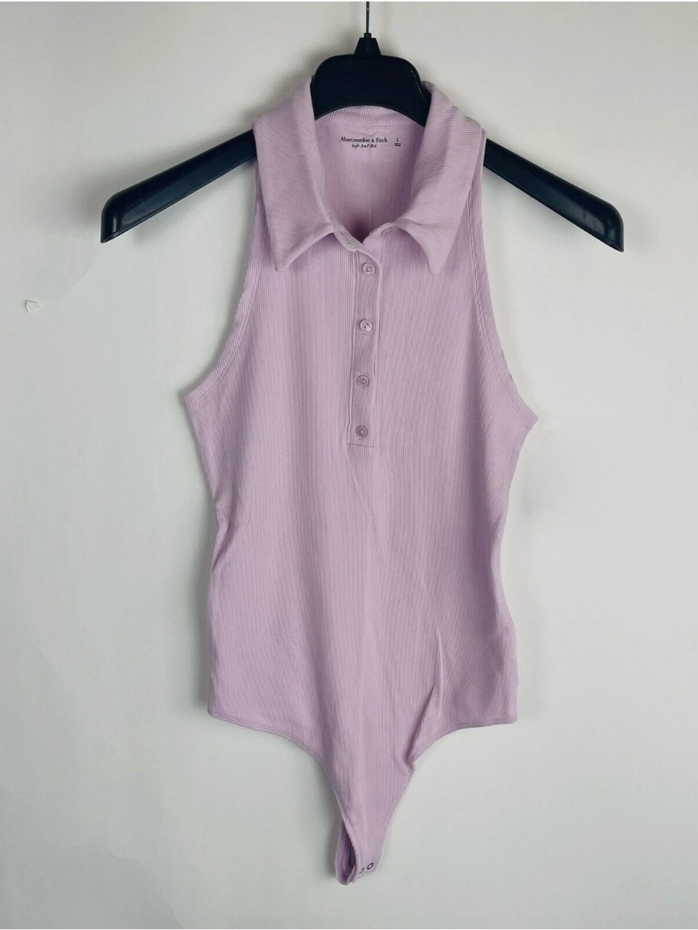 Abercrombie & Fitch Lilac Ribbed Polo Tank Bodysuit